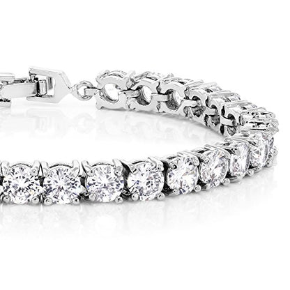 Gem Stone King Multi-Color Classic Tennis Bracelet for Women | Sparkling Round Cubic Zirconia CZ | 7.50 Cttw | 7 Inch | Fine Jewelry Gift for Mother's Day Birthday Anniversary Her Mom Wife - color: White
