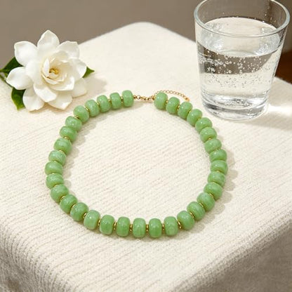 Chunky Colorful Beaded Necklace for Women Boho Summer Statement Resin Choker Necklaces Beach Jewelry Accessories - color: Lime Green