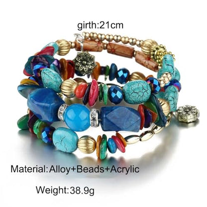 Turquoise Beaded Stretch Bracelets Bohemian Stackable Bracelets Y2K Summer Beach Bracelets Jewelry for Women - color: Stackable-Colorful