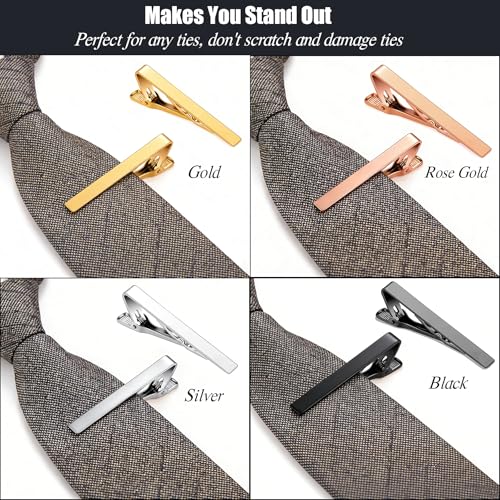 Custom Tie Clips for Men,Personalize Engraved Tie Bar,Stainless Steel Tie Clip for Business, Wedding, Anniversary, Father's Day Gifts,Ideal for Groomsman Best Man Dad Husband Boyfriend - style: 2-Gold + 2-Silver