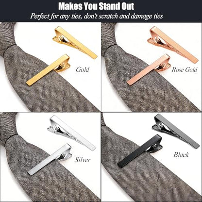 Custom Tie Clips for Men,Personalize Engraved Tie Bar,Stainless Steel Tie Clip for Business, Wedding, Anniversary, Father's Day Gifts,Ideal for Groomsman Best Man Dad Husband Boyfriend - style: 2-Gold + 2-Silver