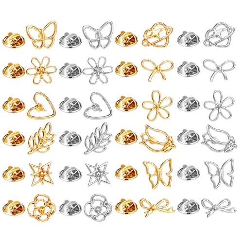 24PCS Women Shirt Brooch Pins, 12 Design Dainty Lapel Pins | Flower Brooches Pin Cover Up Safety Lapel Pin for Shirt Hat Cardigan Sweater Tie Tacks Clothing Decoration Accessories