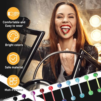 Wholesale 14g Acrylic Bar Tongue Rings Barbells Assorted Colors 110 PCS Acrylic Ball