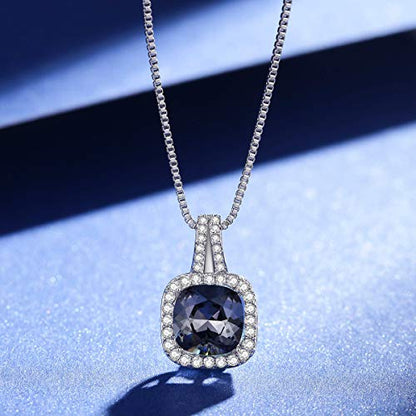 SBLING Platinum Plated Cubic Zirconia/Austrian Crystal Cushion Shape Halo Pendant Necklace/Earrings - color: Moveable pendant-Austrian Crystals Black