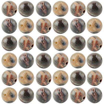 Natural Stone Beads 100pcs 10mm Ocean Jade Round Genuine Real Stone Beading Loose Gemstone Hole Size 1mm DIY Smooth Beads for Bracelet Necklace Earrings Jewelry Making (Ocean Jade, 10mm) - color: Ocean Jade, size: 10mm