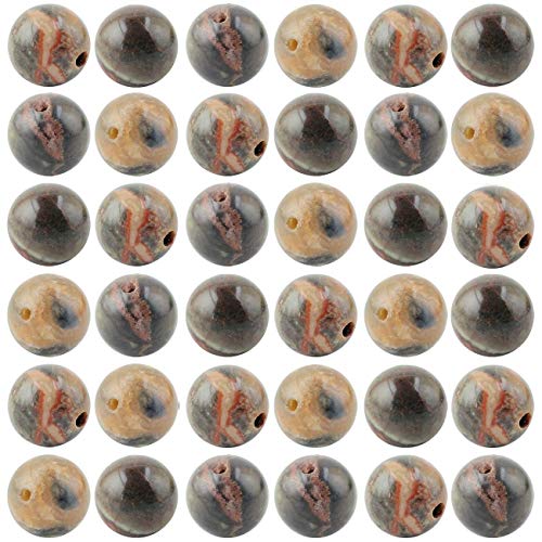 Natural Stone Beads 100pcs 10mm Ocean Jade Round Genuine Real Stone Beading Loose Gemstone Hole Size 1mm DIY Smooth Beads for Bracelet Necklace Earrings Jewelry Making (Ocean Jade, 10mm) - color: Ocean Jade, size: 10mm