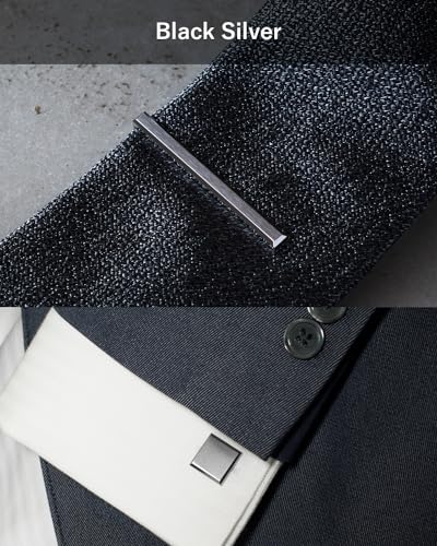 [TAVARAT] Tie Clip Tie Clips for Men Black Silver Light Gold Tie Bar Tie Pin Tps-163 - style: cufflinks set (black silver)