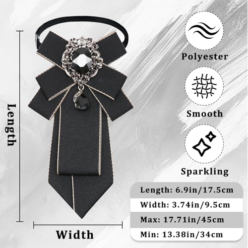 Big Crystal Bow Ties for Men Pre-tied Women Bowtie | Sparkly Laege Rhinestone, Eye-catching Edges, Adjusatble Strap, Polyester Fabric, 6.9"×3.7", Suitable for Suit Wedding Prom - color: Black