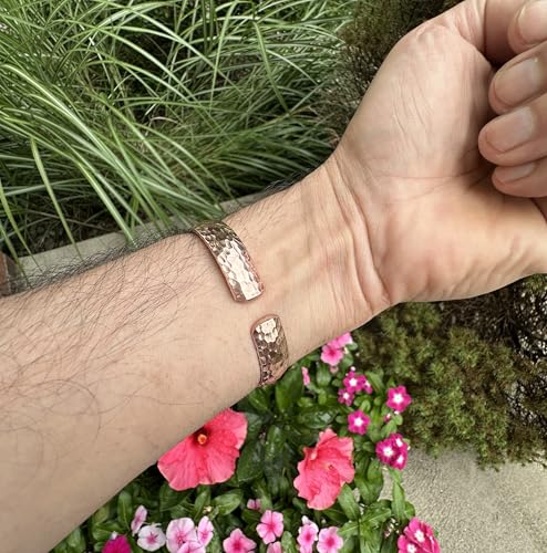 Healing Lama™ Hand Forged 100% Copper Bracelet. Made with Solid and High Gauge Pure Copper. - style: Hammered