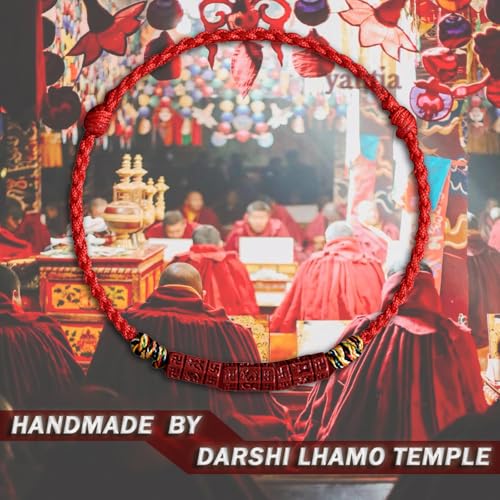 Yautja Tibetan Buddhist Red Buddha Spiritual Protection Red String Bracelet | Meditation Prayer Jewelry for Good Luck Health Wealth, Cinnabar Beads Exorcism Bracelet with Amulet Card, Handmade Adjustable - color: red