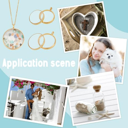 UNICRAFTALE 2 Sets Memory Locket Pendant Photo Living Memory Pendant Necklace Floating Charm Glass Photo Frame Locket Pendants for DIY Wedding Bouquet Jewelry Making - color: Golden