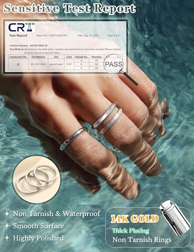 JOERICA 3Pcs 2mm Stainless Steel Women's Stackable Eternity Ring Band Engagement Wedding Ring Set 4-9