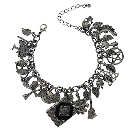RechicGu Mythology Fairytale Lucky Charms Cuff Bangle Bracelet Cross Leaf Moon Face Celtic Cat - color: Black