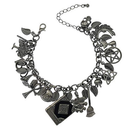 RechicGu Mythology Fairytale Lucky Charms Cuff Bangle Bracelet Cross Leaf Moon Face Celtic Cat - color: Black