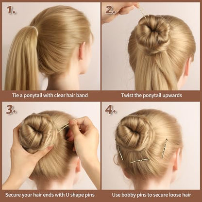 Teenitor 300pcs Blonde Bobby Pins Hair Pins 100 Bobby Pins Blonde Hair 2" 2.75",100 Hair Pins for Women 2" 2.36" 100 Hair Bands Kit - color: Blonde