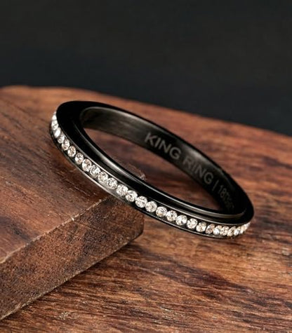 King Ring 3mm Spinner Rings – Premium Stainless Steel Fidget Rings for Women - Designed in USA - color: Black White