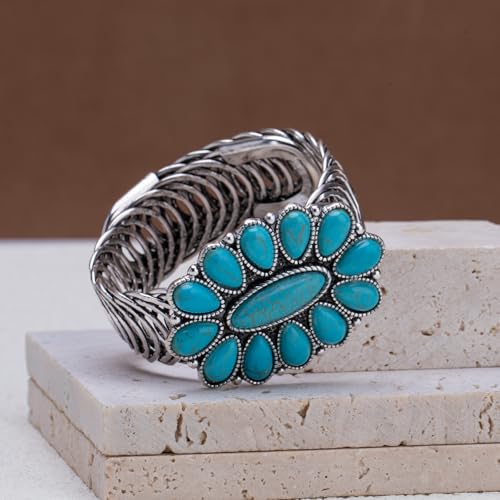 Montana West Rustic Couture's Bohemian Turquoise Cuff Bangle Bracelets for Women Cowgirl - color: Angel Turquoise