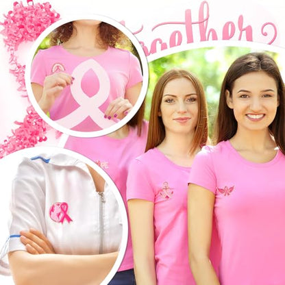 SANNIX 60Pcs Breast Cancer Pins, Pink Ribbon Enamel Lapel Pins Brooch Badge Bulk for Breast Cancer Awareness Accessories Survivor Month Charity Event Party Favors, 30 Styles - style: Breast Cancer Awareness Pins