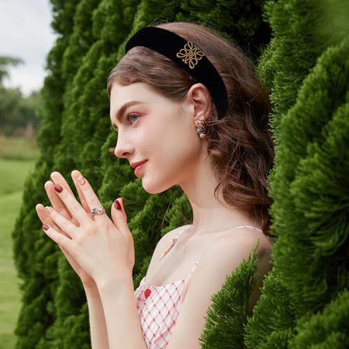 Fashion Headbands, Black Velvet Headband for Women, Classic Retro Design Hair, Suitable for Women Fashion Headband (Black) - color: Totem Style