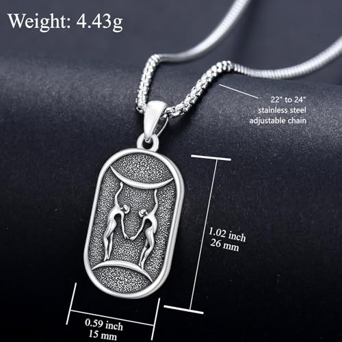 SIMONLY Zodiac Necklace 925 Sterling Silver Constellation Necklace Zodiac Sign Necklaces Horoscope Jewelry Christmas Birthday Astrology Gifts for Women Men Unisex - style: Gemini-Gold