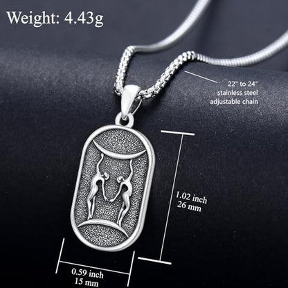 SIMONLY Zodiac Necklace 925 Sterling Silver Constellation Necklace Zodiac Sign Necklaces Horoscope Jewelry Christmas Birthday Astrology Gifts for Women Men Unisex - style: Gemini-Gold