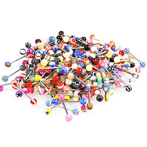 KIFEDSLJ Acrylic Belly Rings & Bars - Stainless Steel Navel Piercing Jewelry - color: 30pcs Tongue Ring