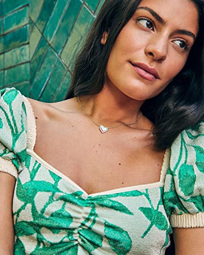 Kendra Scott Ari Heart Adjustable Length Pendant Necklace for Women, Fashion Jewelry - color: GOLD - NEON PINK