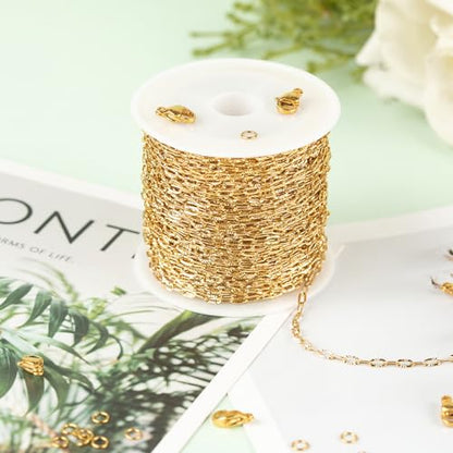 UMAOKANG 10 Meters Stainless Steel Chains for Jewelry Making Dainty Gold Plated Embossed Cable Chains Necklace for Women Jewelry Supplies - color: Gold Sunflower