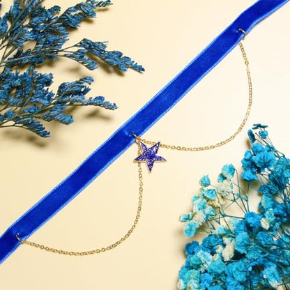 Nova&Aria Chokers Set For Women Heart Choker Necklaces Flower Pendant Velvet Cute Pink Turquoise Blue White Black Choker Necklace Christmas Colorful Lace Chokers - color: DarkBlue