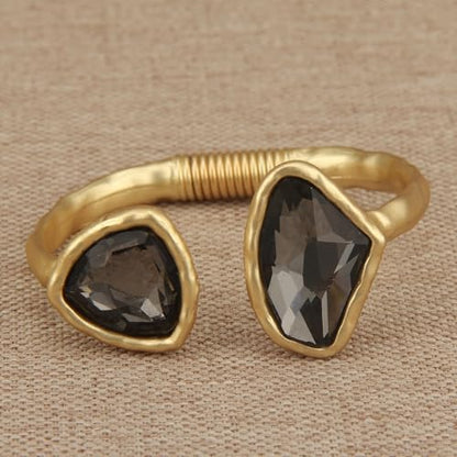 GelConnie Chunky Cuff Bangle Bracelet for Women, Statement Jewelry | Gold and Silver Tone Cuff Bangles with Resin, Crystal and Textured Accents for Party, Vacation and Dressy Looks - style: Bangle 05-Gold
