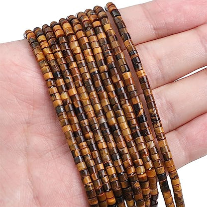 BEADIA Natural Yellow Tiger Eye Spacer Beads Caps Flat Round Loose Beads for Beading Jewelry Making 3mmx2mm 38cm - color: Yellow Tiger Eye, size: Flat Round 3mm x 2mm
