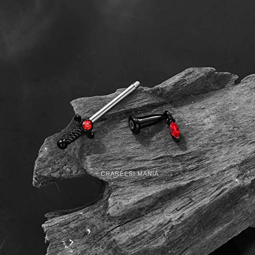 Dagger Nipple Ring 14G Gold Nipple Rings 316L Stainless Steel Nipple Piercing Jewelry Dangle Nipple Rings for Women Nipple Piercing Jewelry - color: Black