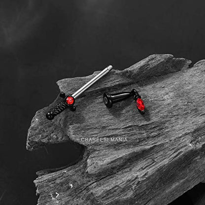 Dagger Nipple Ring 14G Gold Nipple Rings 316L Stainless Steel Nipple Piercing Jewelry Dangle Nipple Rings for Women Nipple Piercing Jewelry - color: Black