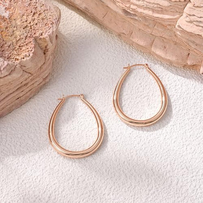 Gacimy Chunky Hoop Earrings for Women, 14K Gold Plated Oval Hoop Earrings with 925 Sterling Silver Post - color: Rose Gold, size: 40mm