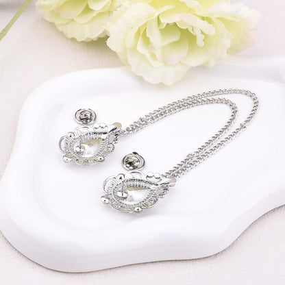 Teardrop Rhinestone Brooch Mens Lapel Pins for Shirt Collar Hanging Chain Brooch Suit Pin Crystal Rhinestone Lapel Pins for Men - color: Black-J