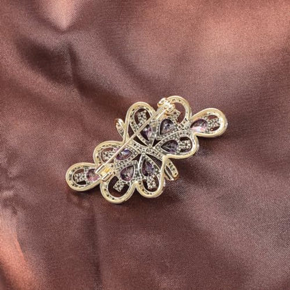 YOQUCOL Cubic Zirconia Crystal Rhinestone Wedding Brooch Pin for Women Brides Jewelry - color: A-Gold Purple