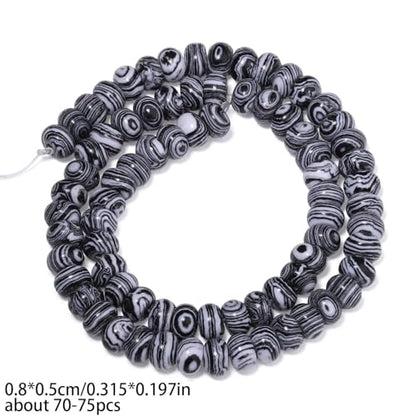 Songxi 5x8mm Natural Black and White Peacock Stone Rondelle Beads, 75PCS Spacer Round Loose Abacus Beads for Jewelry Making, Gemstone for Bracelet Necklace Earrings, Arts and Crafts - color: Black And White Peacock Stone