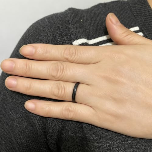 3mm Plain Stacking Band Statement Wedding Promise Ring For Women | Stainless Steel,Classical Domed Design,Tarnish Resistant,Waterproof & Sweatproof,Daily Basic Jewelry,for Couples - color: Black