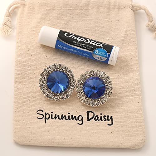 Spinningdaisy Clip On Earrings for Women | Non Pierced Earrings for Wedding - color: Big Stud Blue