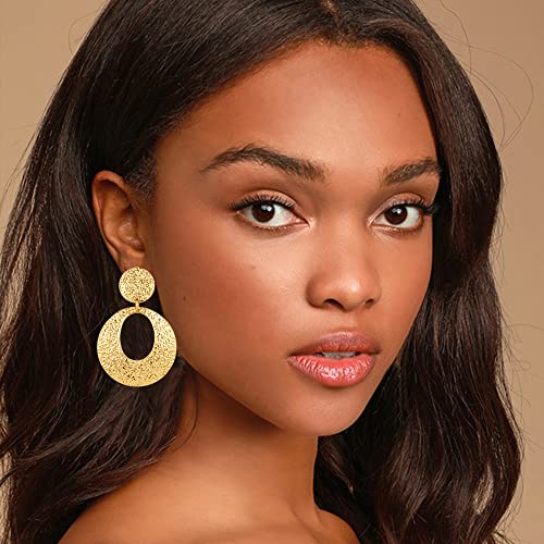 Matte Gold Silver Large Clip On Earrings for Women Statement Earrings - color: Clip e