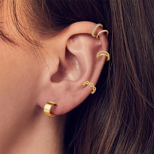 Jewdreamer 16Pcs Ear Cuffs for Women Non Piercing | 14K Golded Silver Ear Cuffs Earrings Non Pierced Clips On Cartilage Earring Fake Earrings Lightweight - style: 16PCS GOLDED