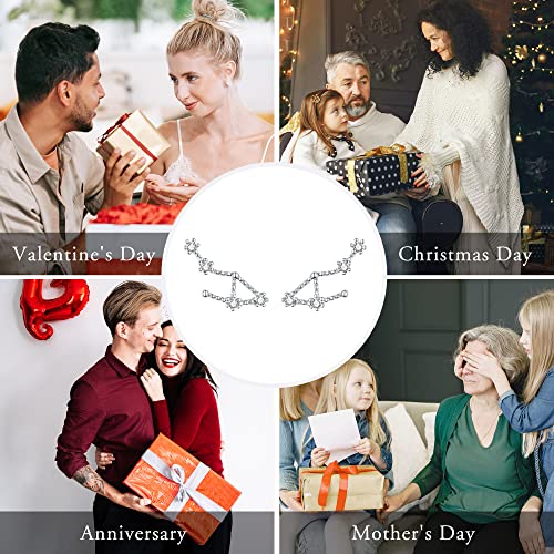 925 Sterling Silver CZ Horoscope Zodiac 12 Constellation Astrology Ear Crawler Post Earrings Gift for Mom Women Mothers Day/Valentines Day/Birthday/Christmas/Anniversary - style: Libra (Sep 23 - Oct 22)