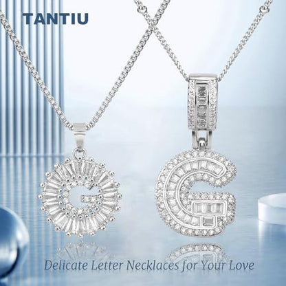 14K Gold Plated Alphabet Necklace Cubic Zirconia Letter Pendant, Personalized Name Jewelry Gift for Women, Customizable A-Z, Birthday/Mothers Day Gifts for Womens - color: White Gold, style: Style-G