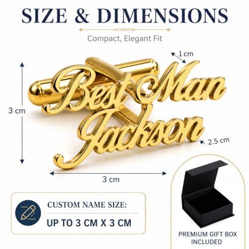 Custom Name Cufflinks for Men, Personalized Cuff Links with Raised Script Monogram, Wedding Cufflinks for Groom Groomsmen Best Man Father of Bride Husband Dad Anniversary Birthday Gifts - color: AA
