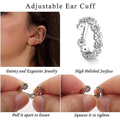 Florideco Ear Cuff Earrings Set for Women Adjustable Fake Earring Cuffs Non Piercing Earring Set Ear Jewelry Set - color: Silver Tone
