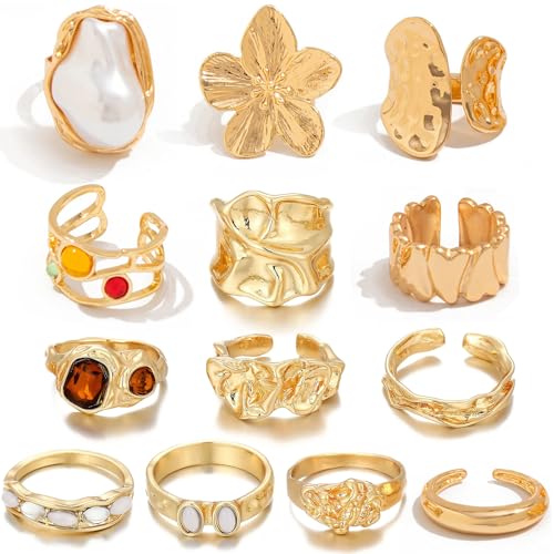 CHICUTIE Knuckle Rings Set For Women Stackable Joint Finger Midi Rings Dainty Cubic Crystal Zirconia Hollow Twist Cute Pack Jewelry Gift - color: Gold