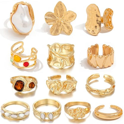 CHICUTIE Knuckle Rings Set For Women Stackable Joint Finger Midi Rings Dainty Cubic Crystal Zirconia Hollow Twist Cute Pack Jewelry Gift - color: Gold