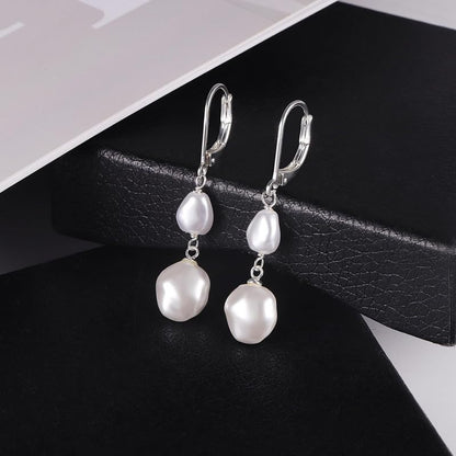 925 Sterling Silver Hook Pearl Dangle Earrings for Women Drop Hook Vintage Earrings Jewelry Birthday Gifts - style: DBHoop