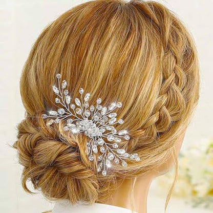 Crystal Bride Wedding Hair Comb Silver Rhinestone Bridal Hair Pieces Clip Hair Accessories for Women and Girls (A-silver) | Silver Bride Hair Clip Crystal Bridal Hair Piece Accessories - color: A-silver