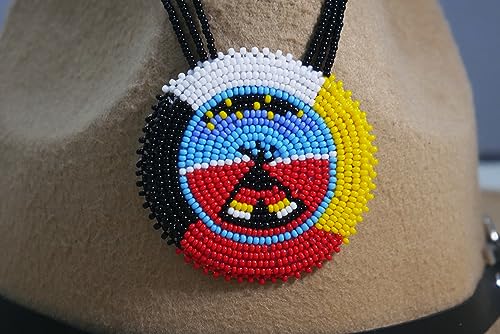 Handmade Native American Style Tribal ethnic Seed Bead Beaded Layered Medallion Necklace - color: Teepee Under the Star